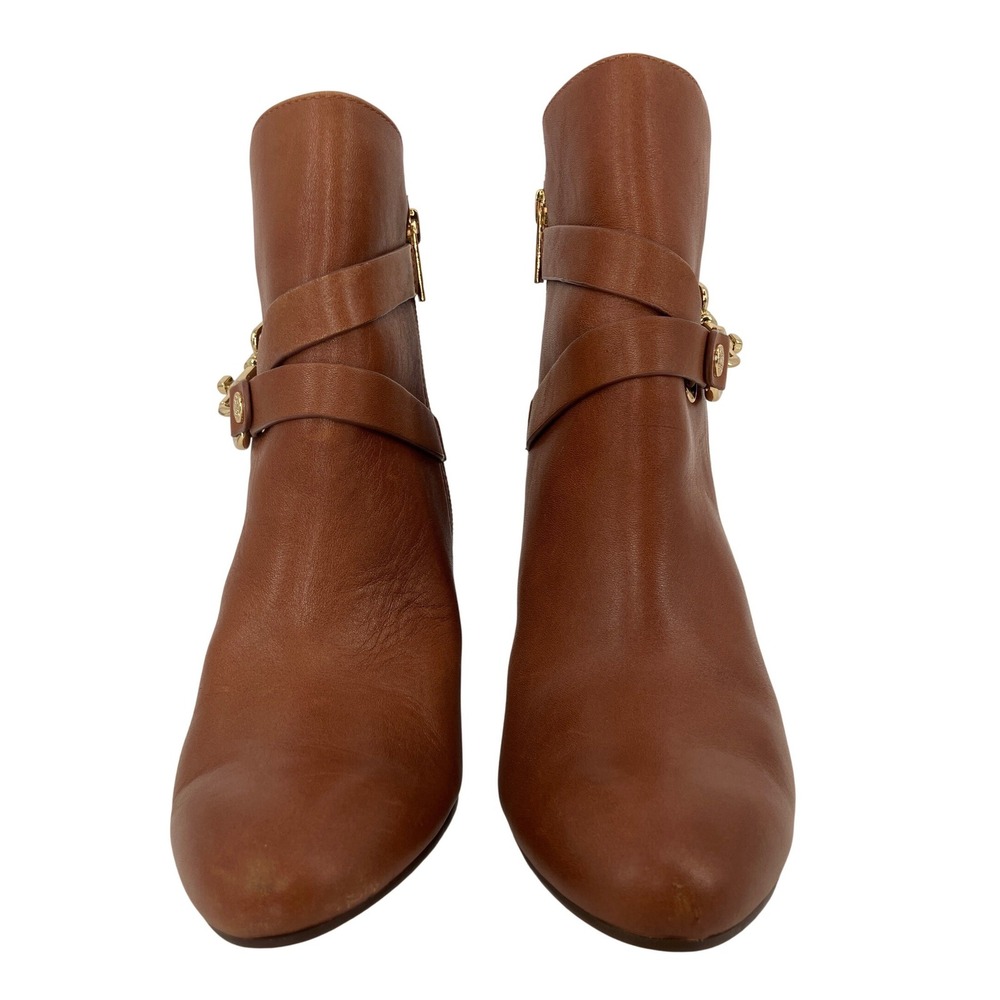 Isola Leather Ankle Boots Womens 8M Brown Good Clasp Strap Block Heel CBHE14 - Picture 2 of 9